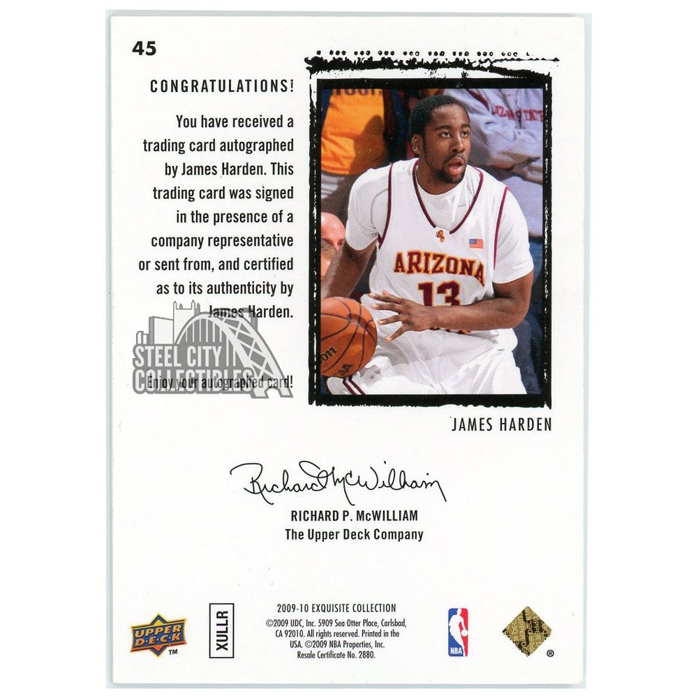 James Harden Signed Slabbed 2009 UD Draft Edition #40 Rookie Card