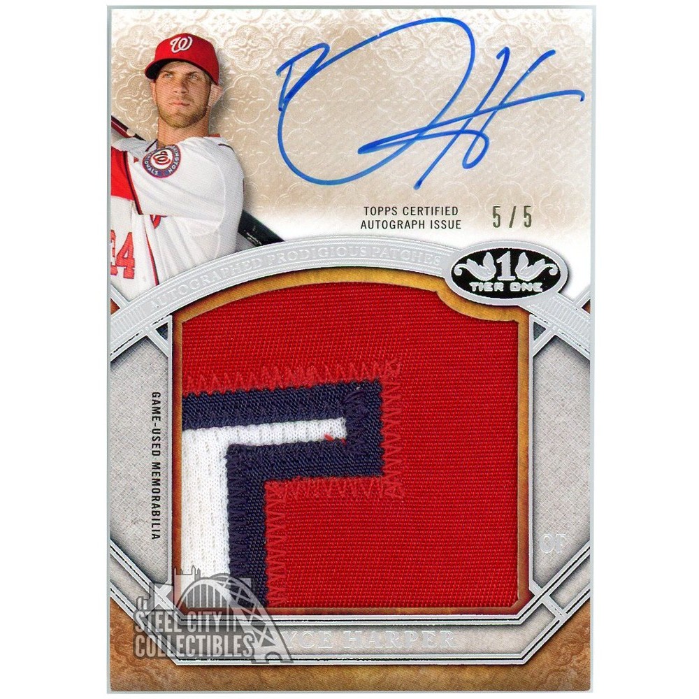 Bryce Harper 2015 Topps Tier One Prodigious Game-Used Patch Autograph Card  #PPAR-BH 5/5
