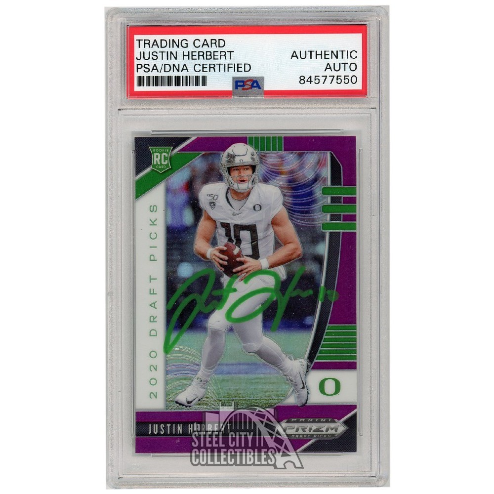 Justin Herbert 2020 Panini Prizm Draft Picks Purple Autograph RC