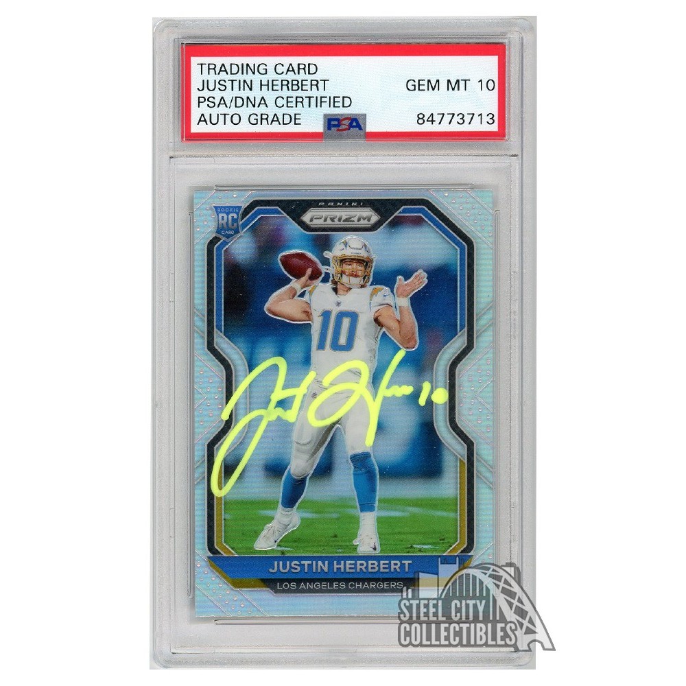 Justin Herbert Autographed 2020 Panini Prizm Rookie Card #325 Los