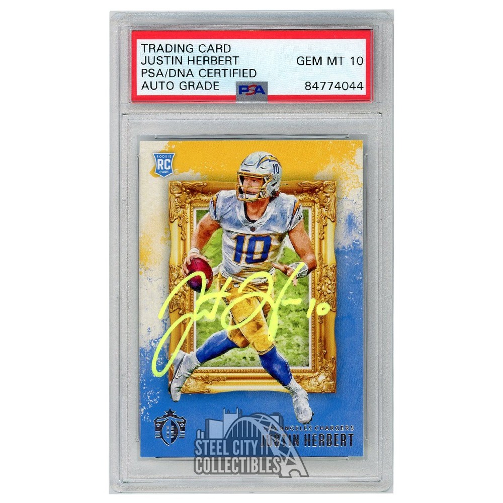 Lids Justin Herbert Los Angeles Chargers Autographed 2020 Panini Chronicles  Gridiron Kings Teal Variation #GK-3 PSA Authenticated 10 Rookie Card