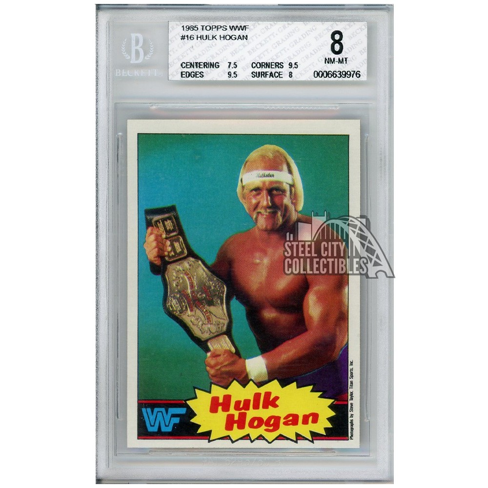 Hulk Hogan 1985 Topps WWF Teal Background Rookie Card #16 BGS 8 NM-MT ...