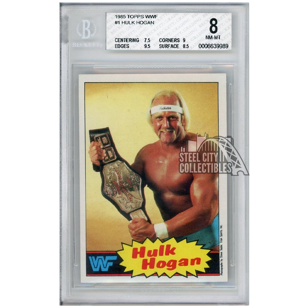 Hulk Hogan 1985 Topps WWF Yellow Background Rookie Card #1 BGS 8 NM-MT ...