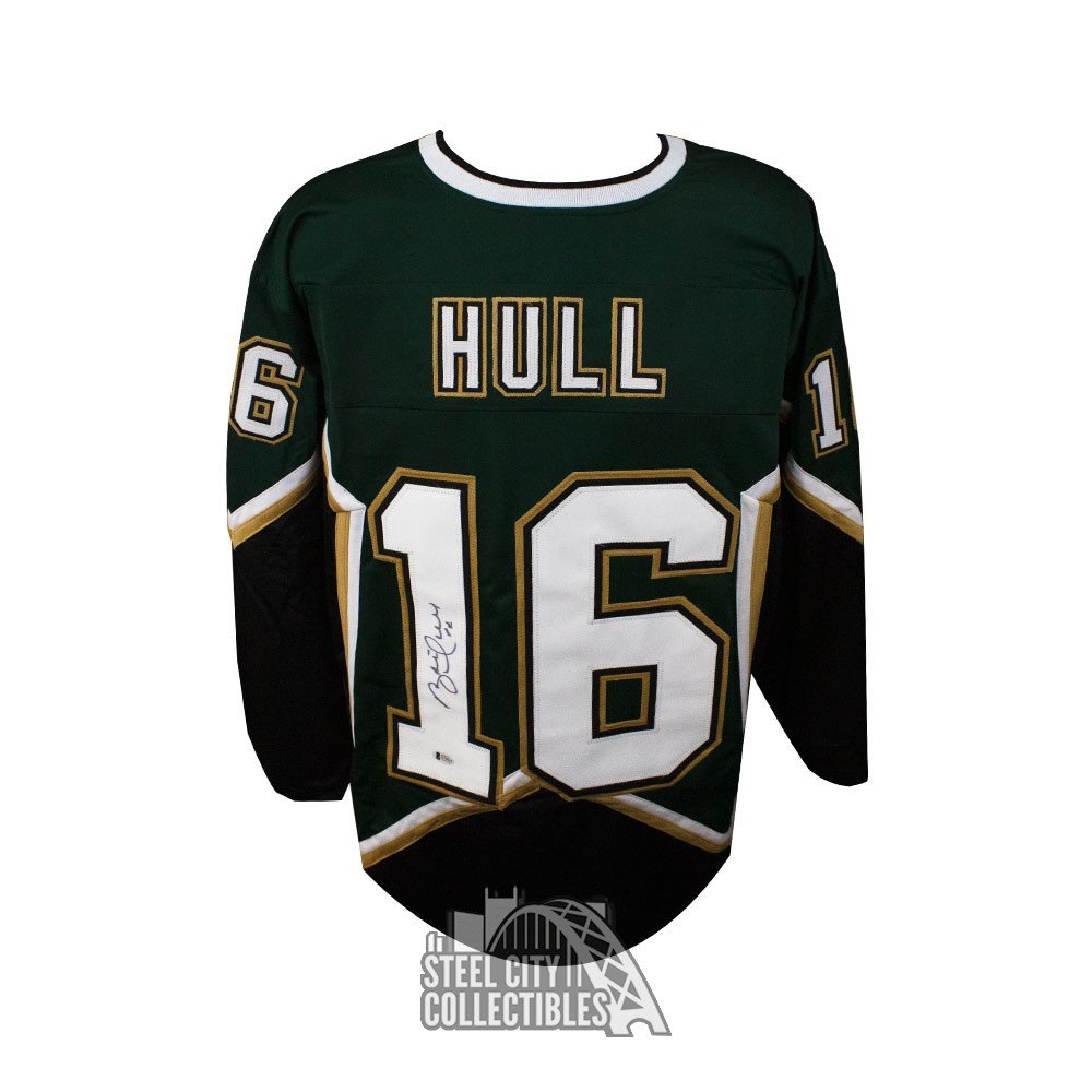 Brett Hull Autographed Dallas Custom The Golden Brett Green Hockey