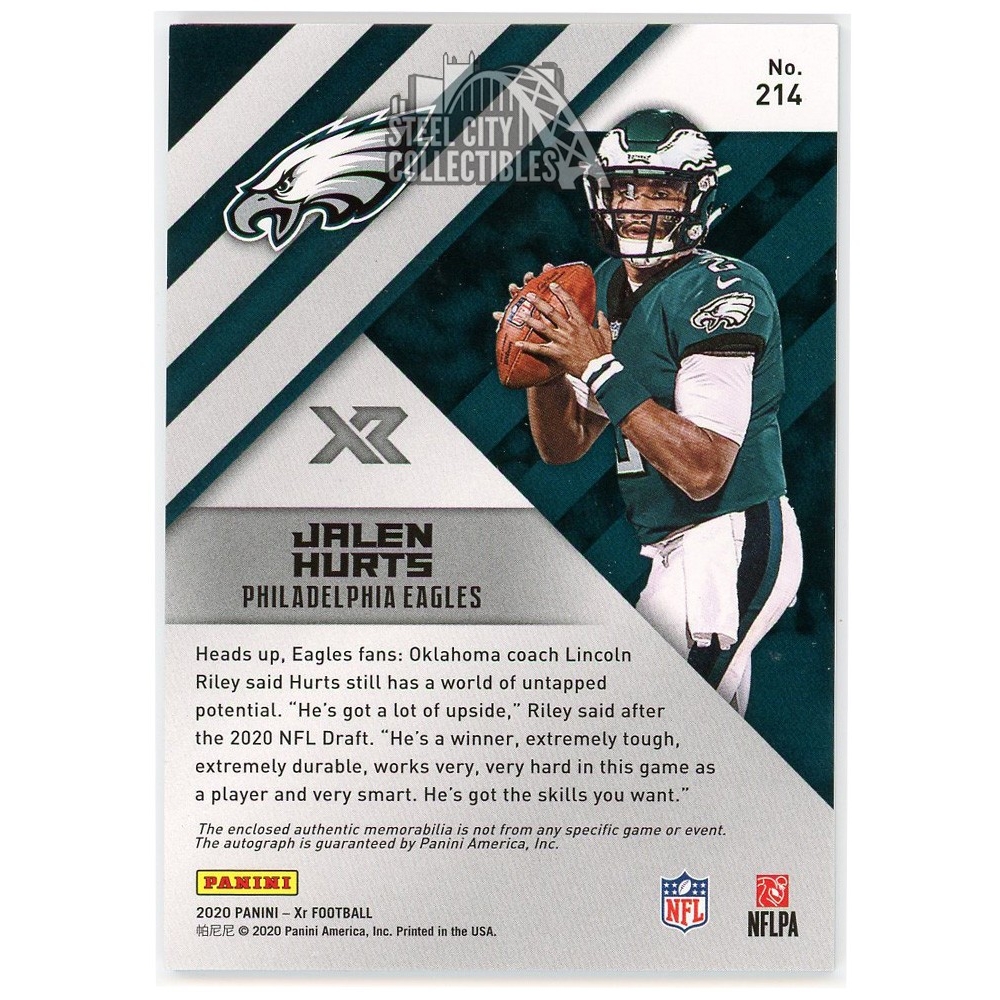 Jalen Hurts Philadelphia Eagles Autographed 2020 Panini Score