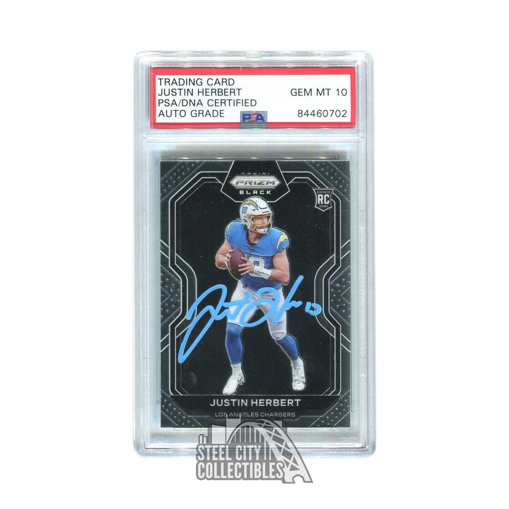 Justin Herbert 2020 Panini Chronicles Prizm Black Autograph RC Card #PB-3  PSA/DNA (Yellow)