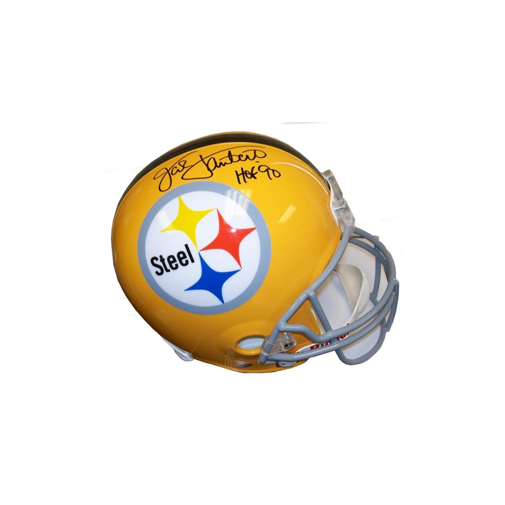 Jack Lambert HOF 90 Autographed Pittsburgh Steelers Chrome Mini Football  Helmet - BAS COA