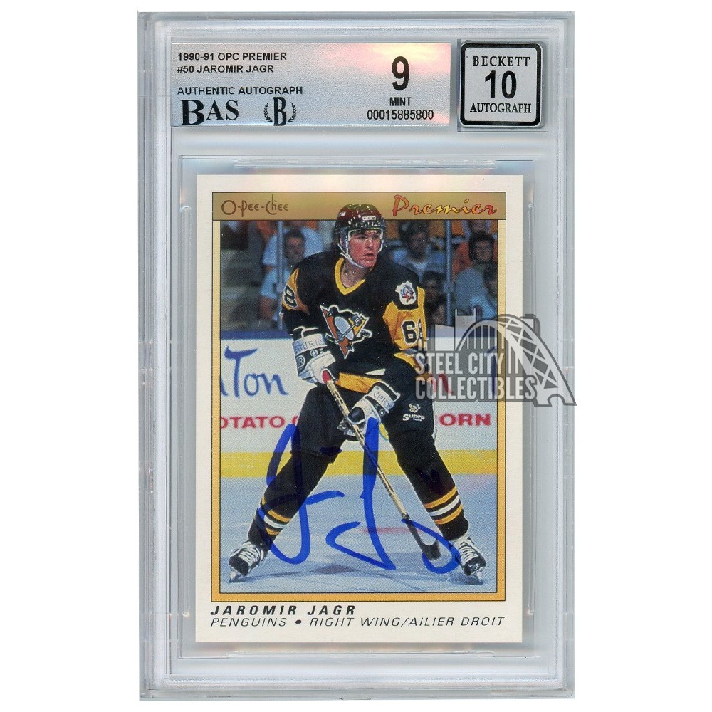 Jaromir Jagr 1990-91 O-Pee-Chee Premier Autograph Rookie Card #50 BGS 9 ...