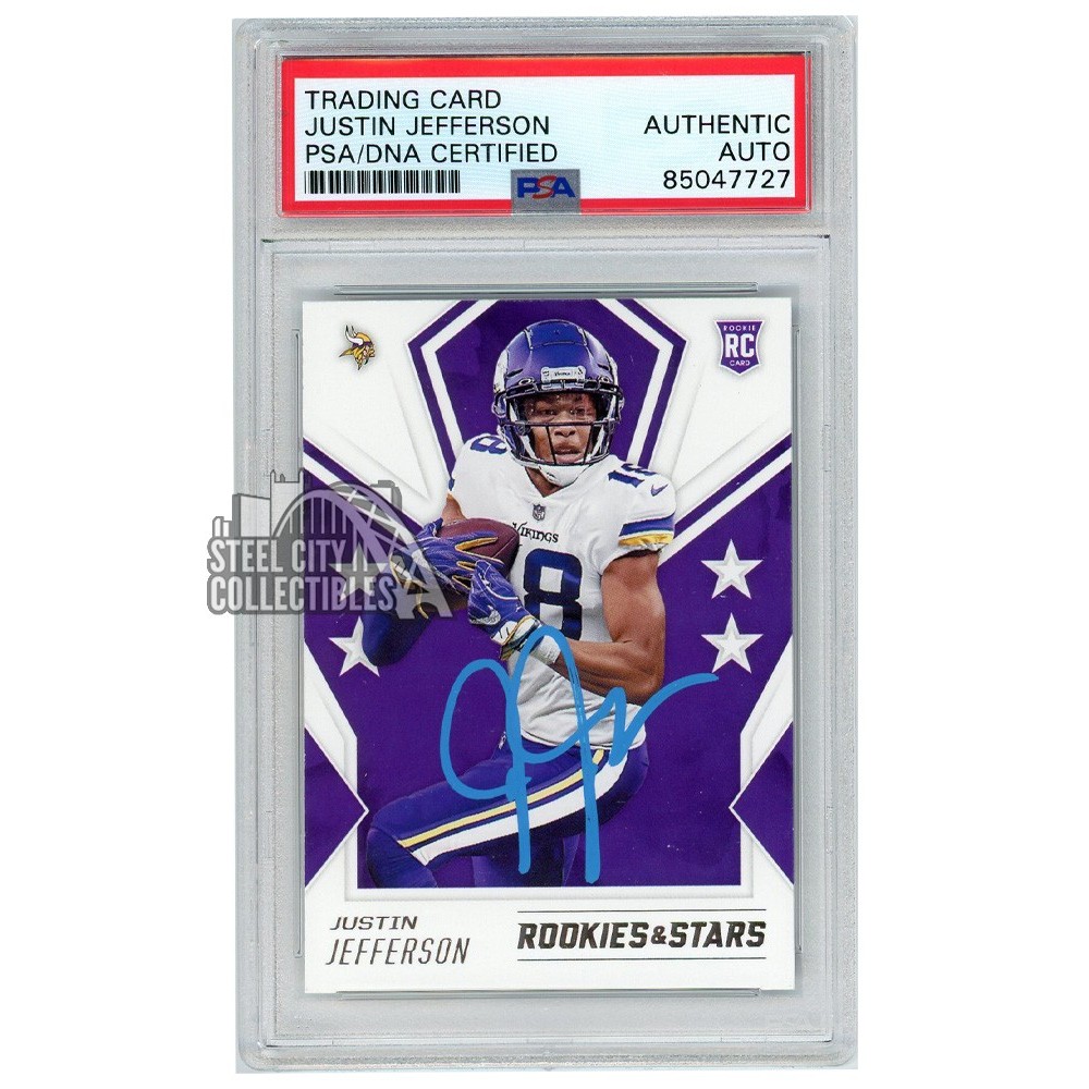 Justin Jefferson 2020 Panini Rookies & Stars Autograph Rookie Card #122  PSA/DNA (Light Blue)