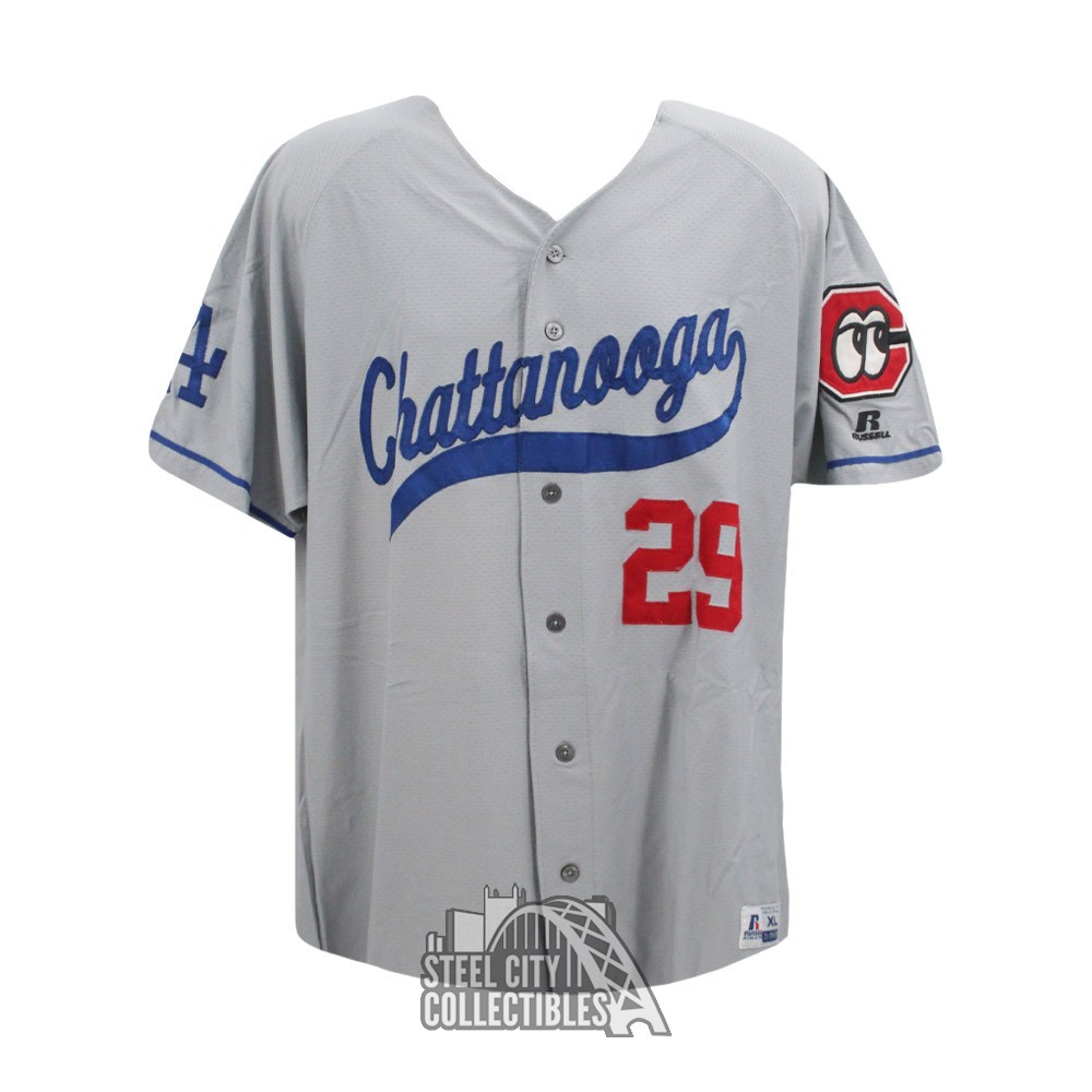 Joc Pederson Game used 2013 Chattanooga Lookouts Game used Gray Baseball Jersey - Grey Flannel