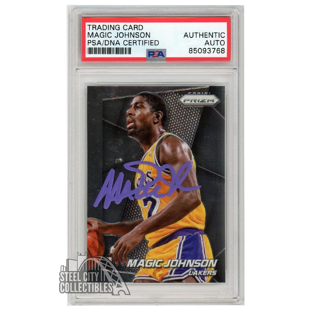 Magic Johnson 2014-15 Panini Prizm Autograph Card #175 PSA/DNA