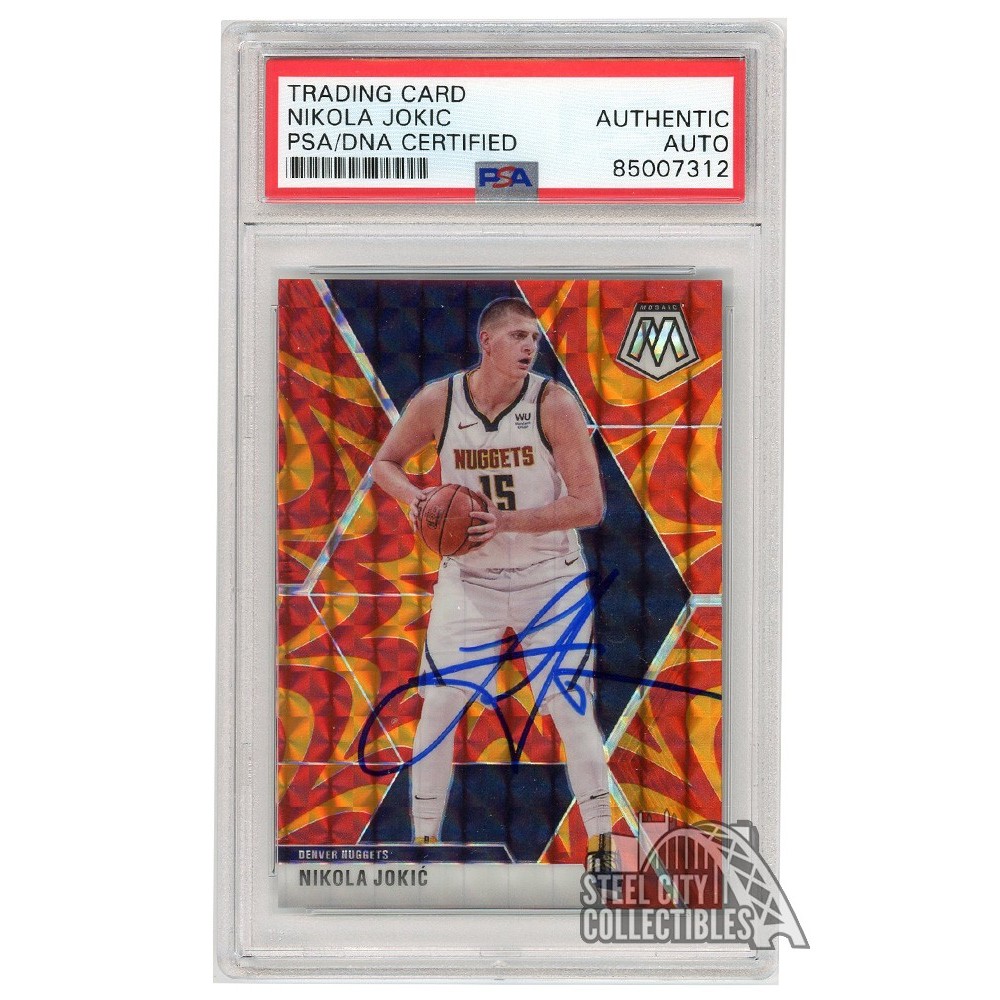 Nikola Jokic Panini Mosaic Reactive Orange Autograph Card Psa Dna Steel City