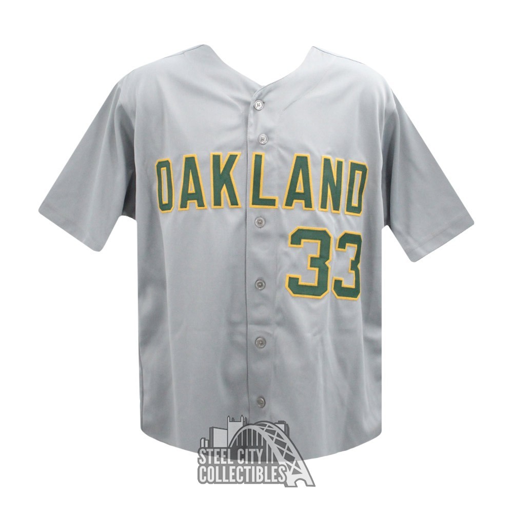 Jose Canseco Autographed Oakland Custom Gray Baseball Jersey - BAS (Right 3  Signed)