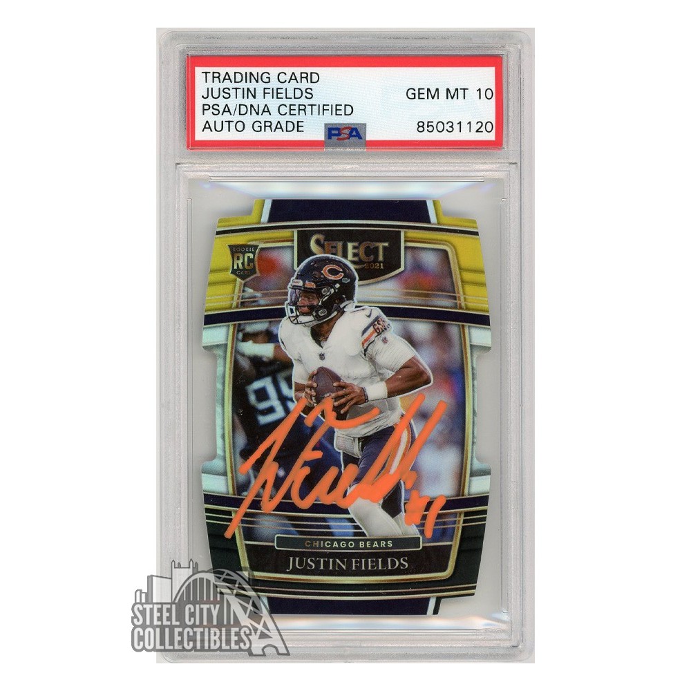 JUSTIN FIELDS CHICAGO BEARS ROOKIE DIE CUT PSA 9