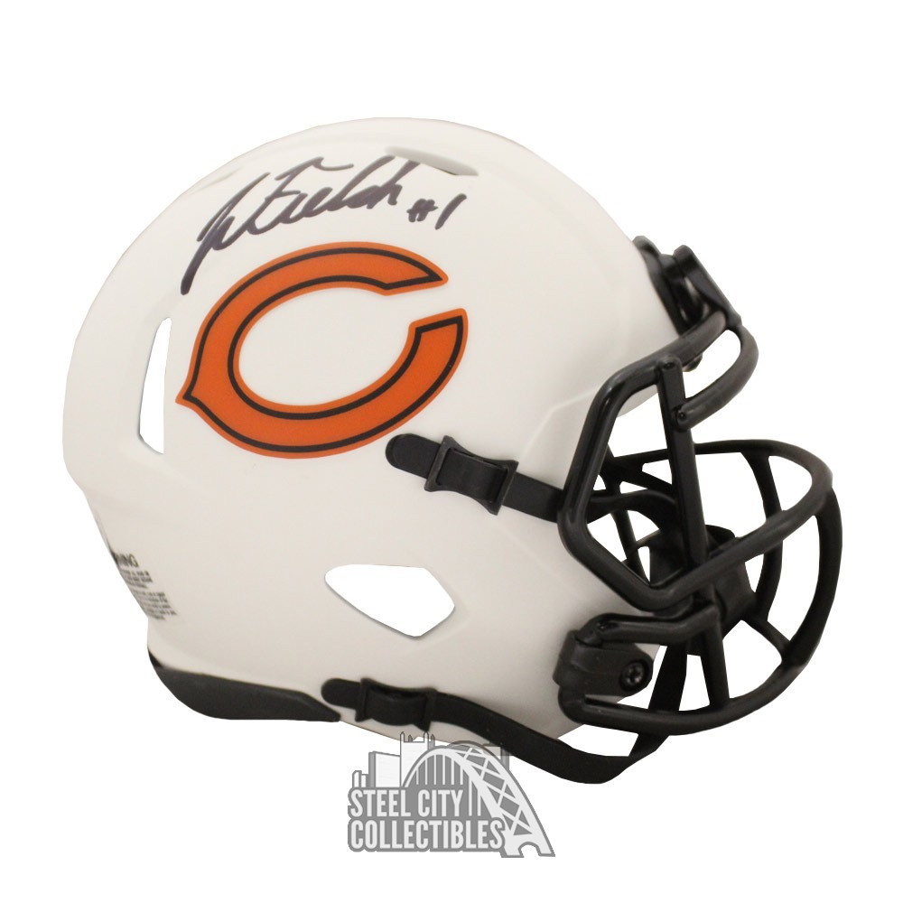 Justin Fields Autographed Chicago Lunar Eclipse Mini Football Helmet - BAS