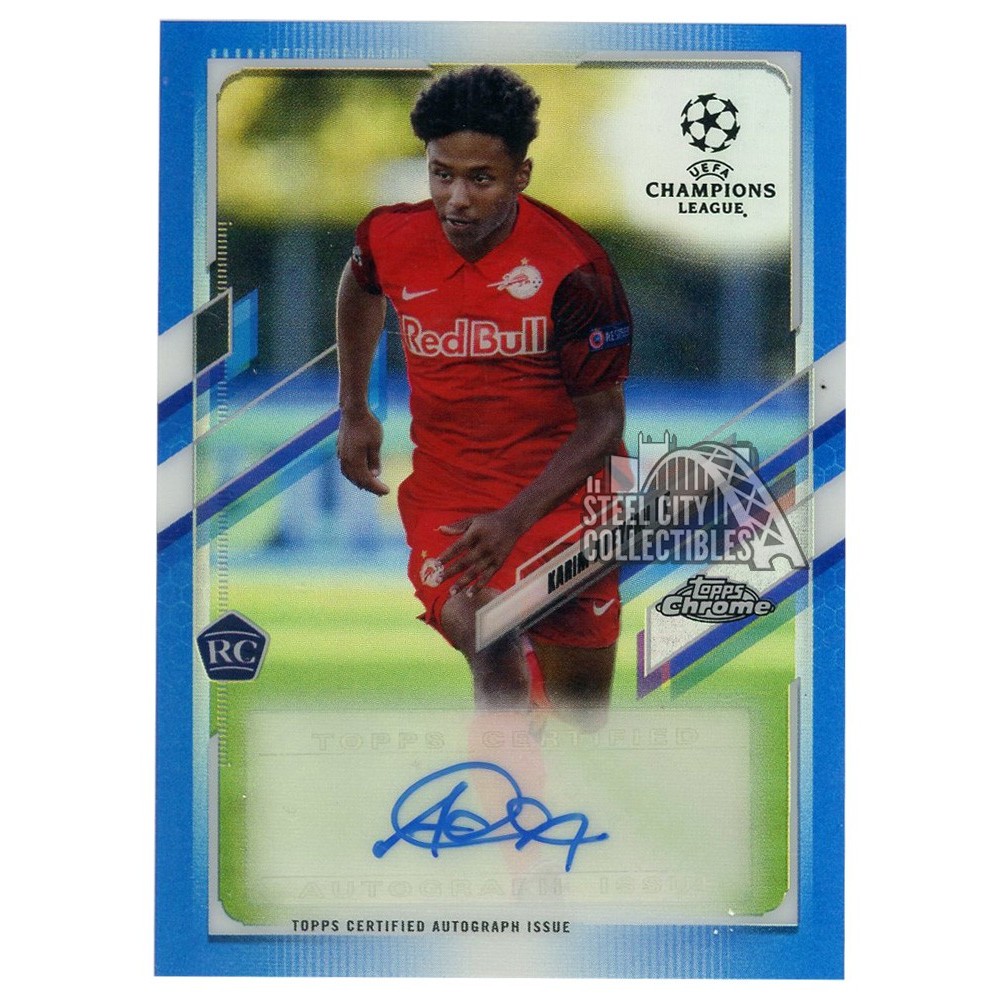 Karim Adeyemi 2020-21 Topps Chrome UEFA Champions League Blue Refractor  Autograph Rookie Card #CA-KA 131/150