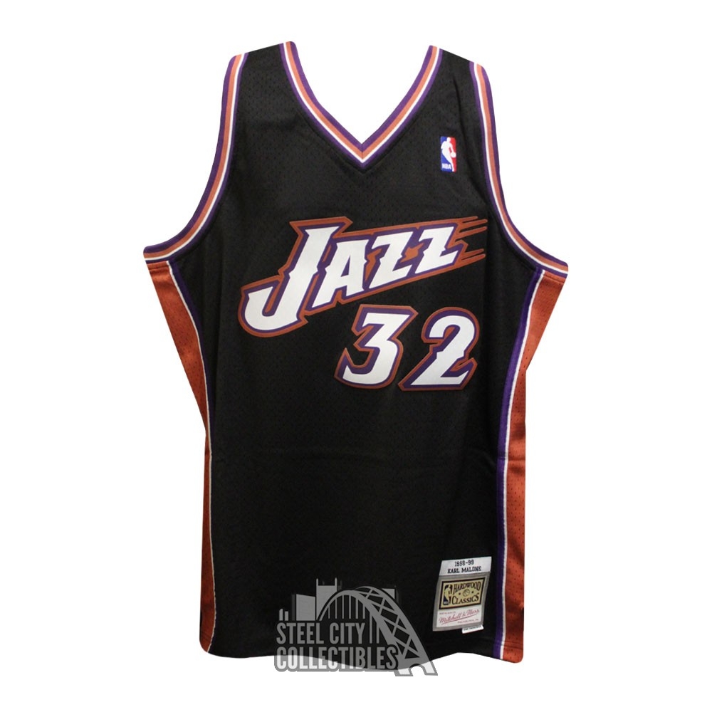 Karl Malone Utah Jazz Autographed Mitchell & Ness Split Basketball