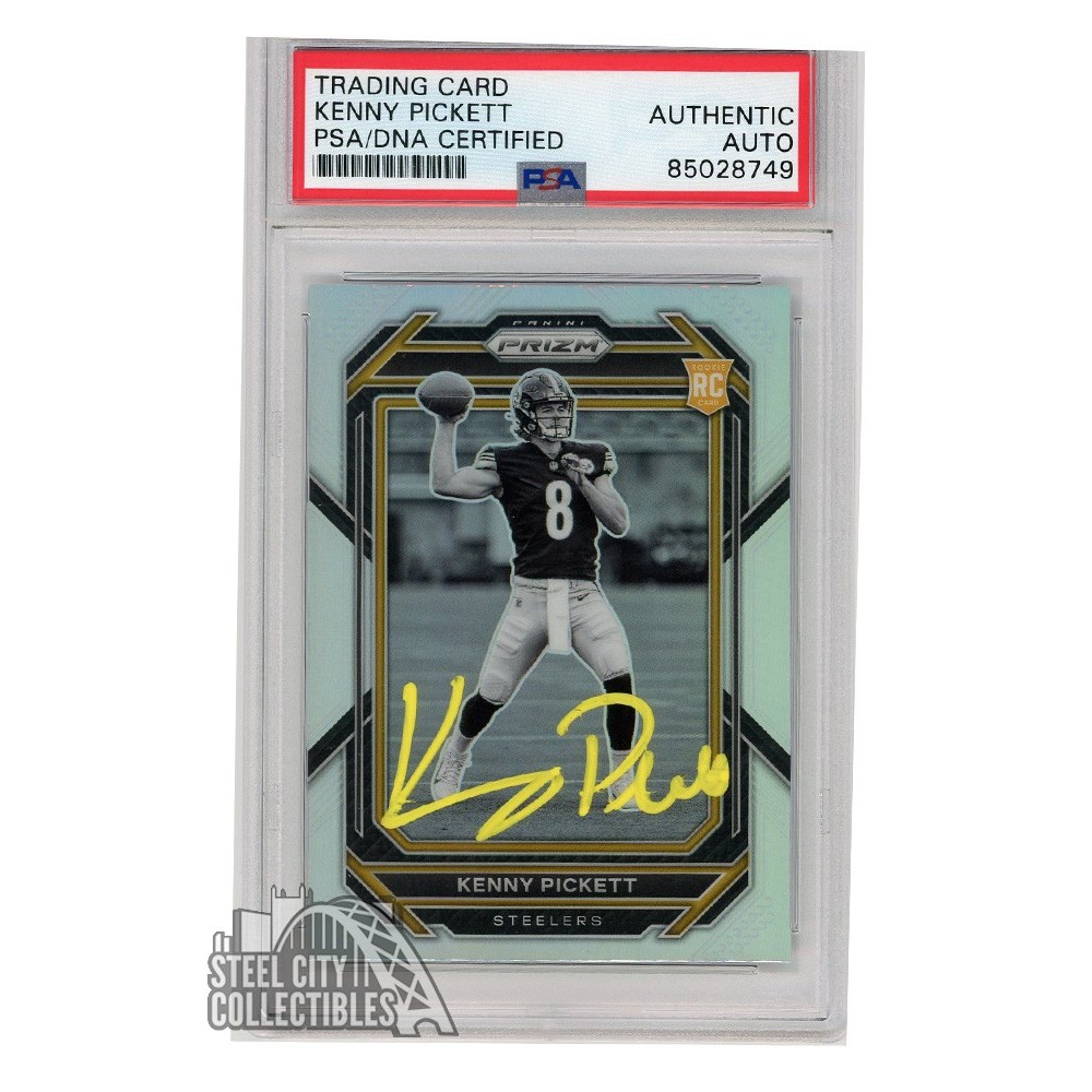 Kenny Pickett 2022 Panini Prizm Black & White Variation Silver Autograph  Rookie Card #301 PSA/DNA (Yellow)