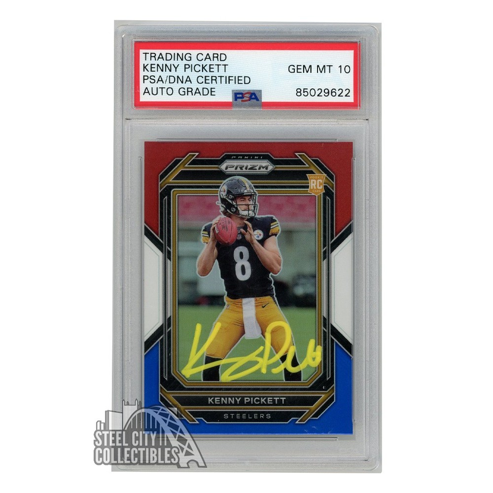 Kenny Pickett 2022 Panini Donruss Blue Press Proof Autograph Rookie Card  #301 PSA/DNA 10 (Yellow)