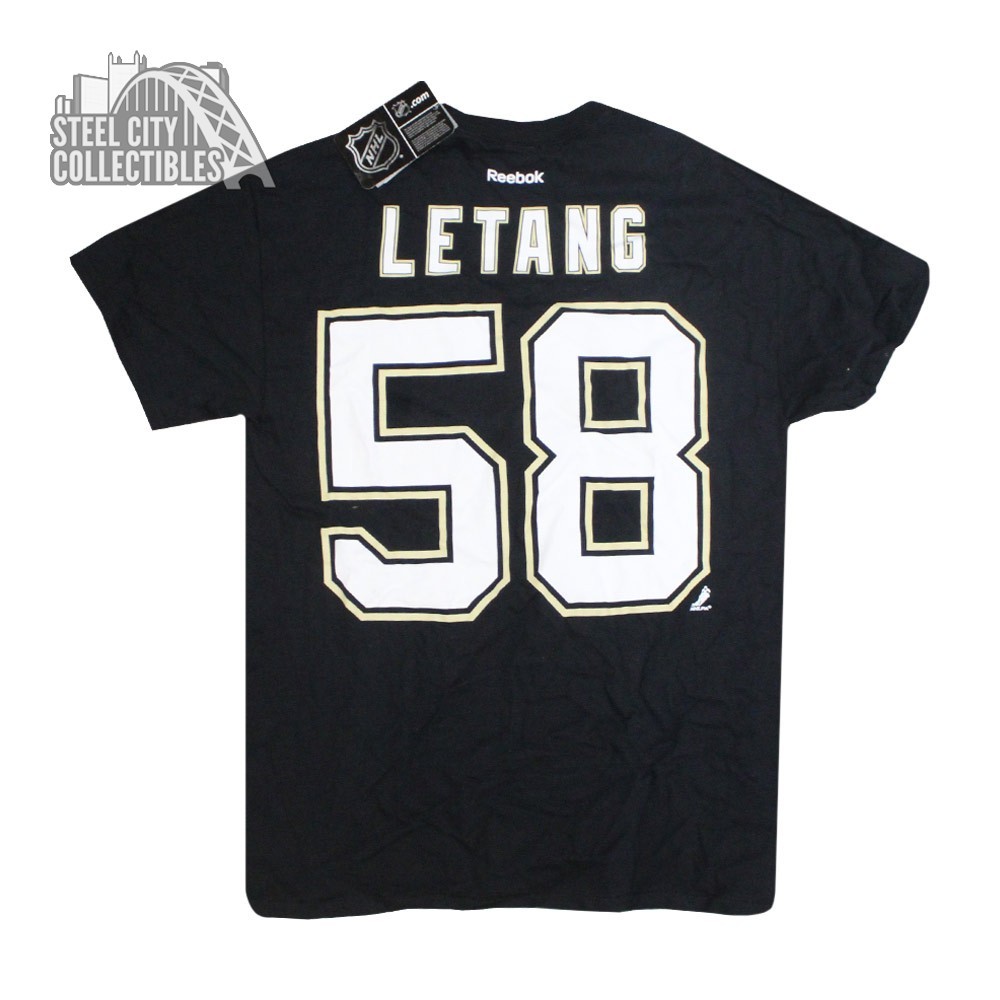 Kris Letang Pittsburgh Penguins #58 Black Yellow Name and Number Youth  Player T Shirt