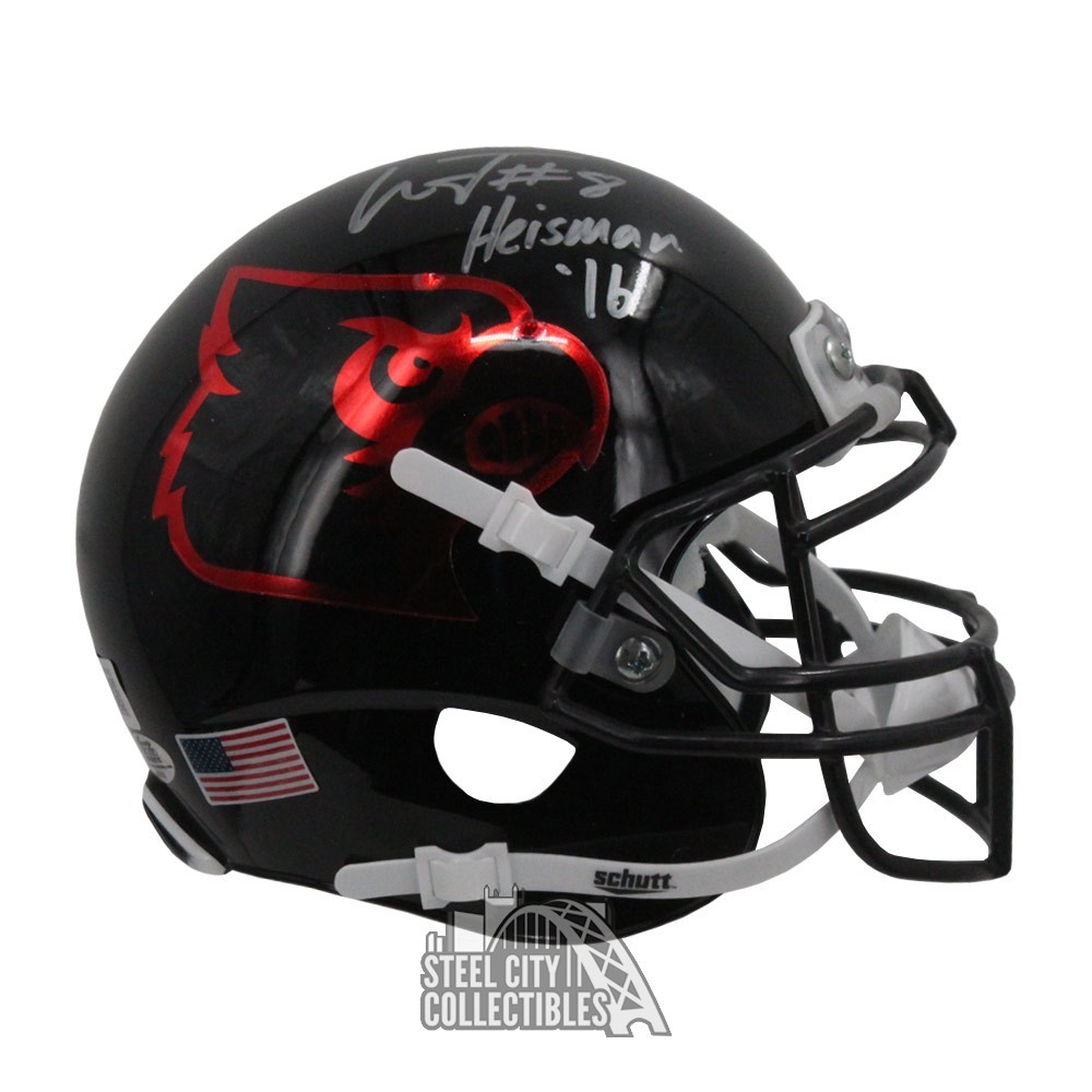 Lamar Jackson Autographed Signed Louisville Heisman 16 Black Replica Mini  Helmet - Beckett