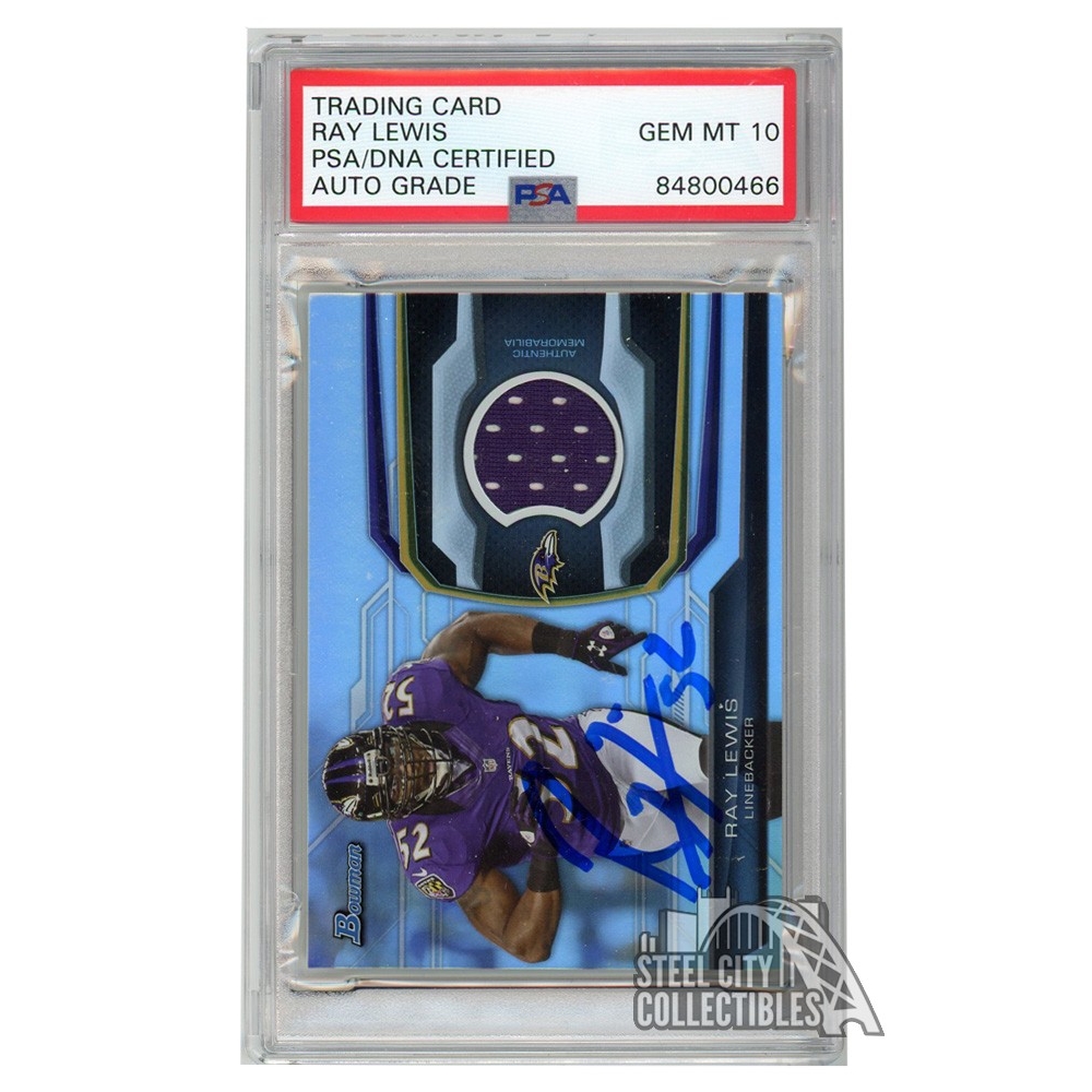 Ray Lewis 2010 Topps Performance Autograph Jersey Card #PPR-RL PSA