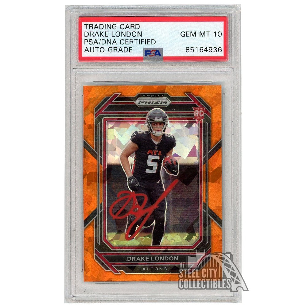 Drake London 2022 Panini Prizm Orange Ice Autograph Rookie Card #308 ...