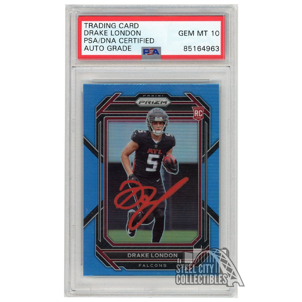 Drake London 2022 Panini Prizm Light Blue Autograph Rookie Card #308 ...