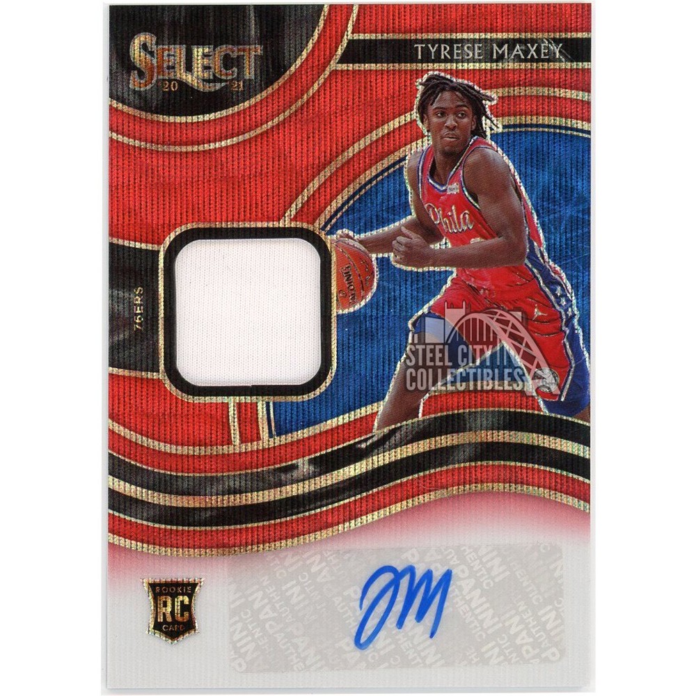 Tyrese Maxey 2020-21 Panini Select Red Wave Rookie Jersey Autograph Card  #RJA-MAX