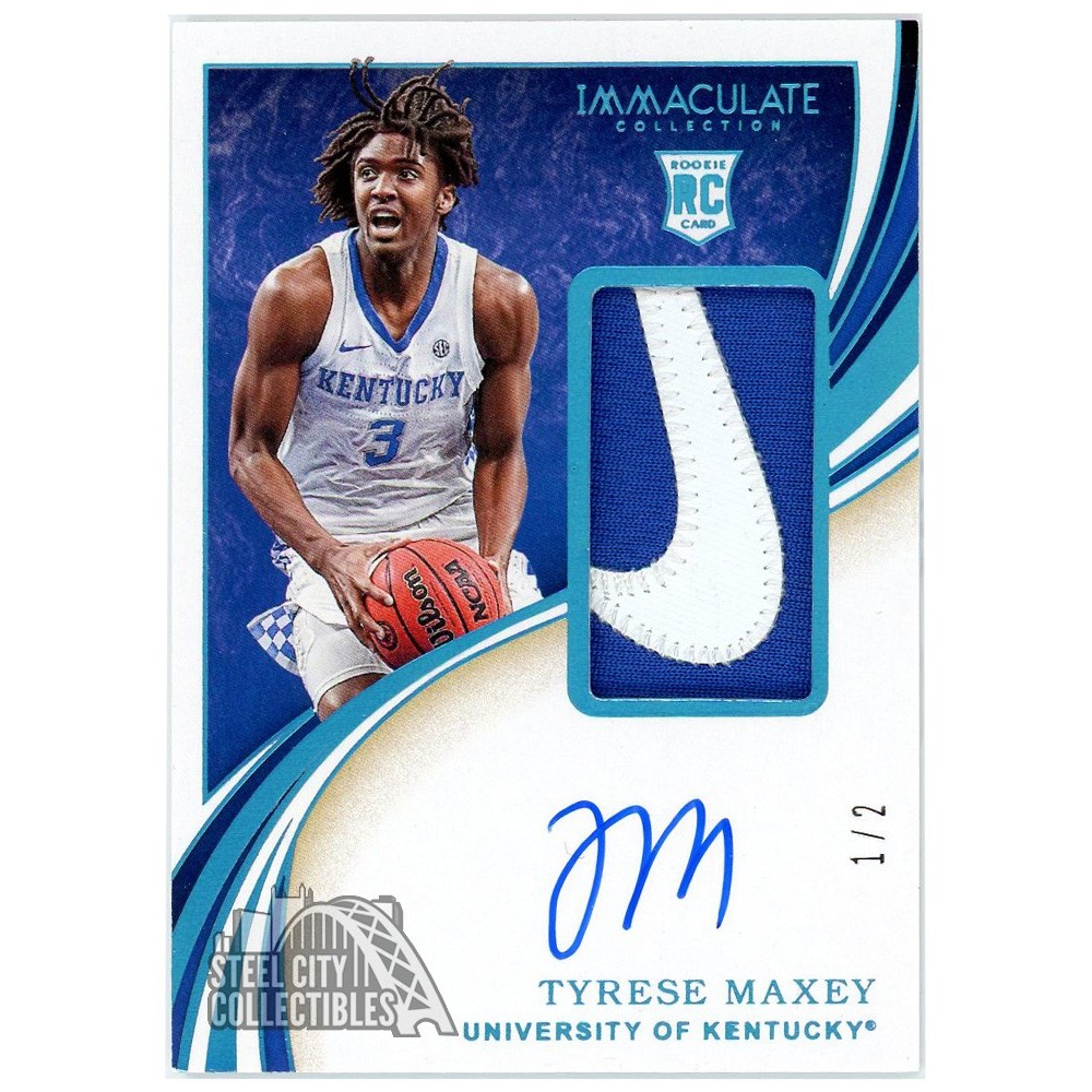 Tyrese Maxey 2020-21 Panini Immaculate Collegiate Rookie Nike Logo Patch  Autograph Card 1/2 #38