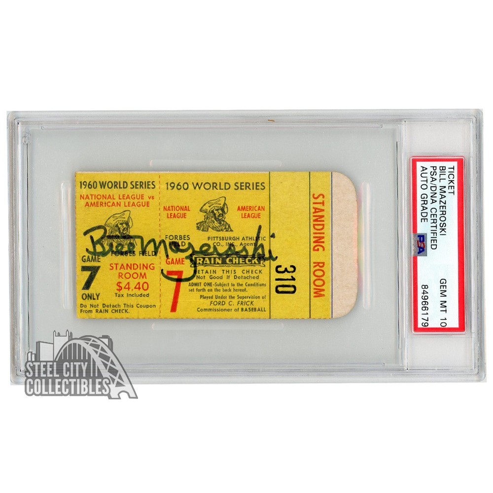 Bill Mazeroski Autographed 1960 World Series Game 7 Ticket PSA/DNA 10 ...