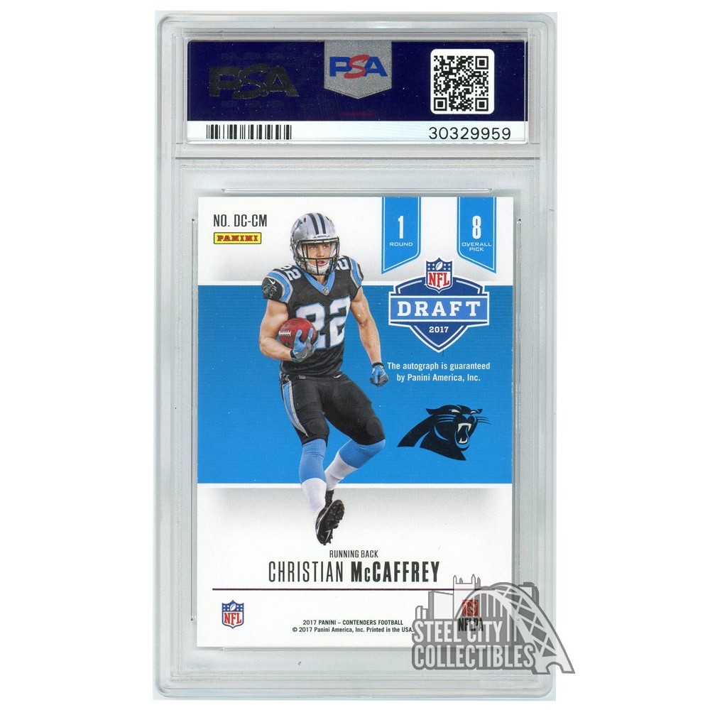 2020 Panini Black Capstones Autograph Quad Relic #7 Christian McCaffrey  Signed Patch Card (#01/10) - PSA NM 7 on Goldin Auctions