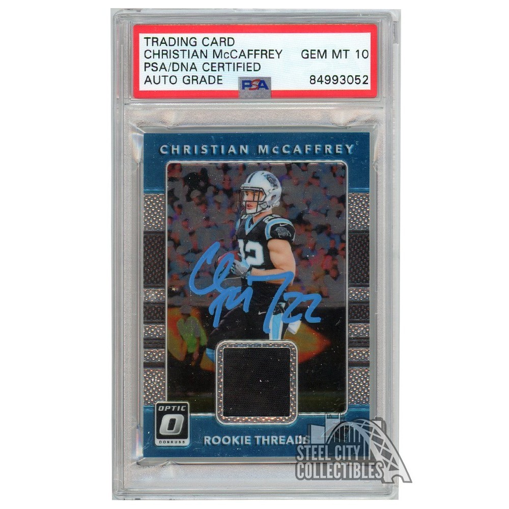 Christian Mccaffrey 2017 Panini Donruss Optic Rookie Threads Autograph 