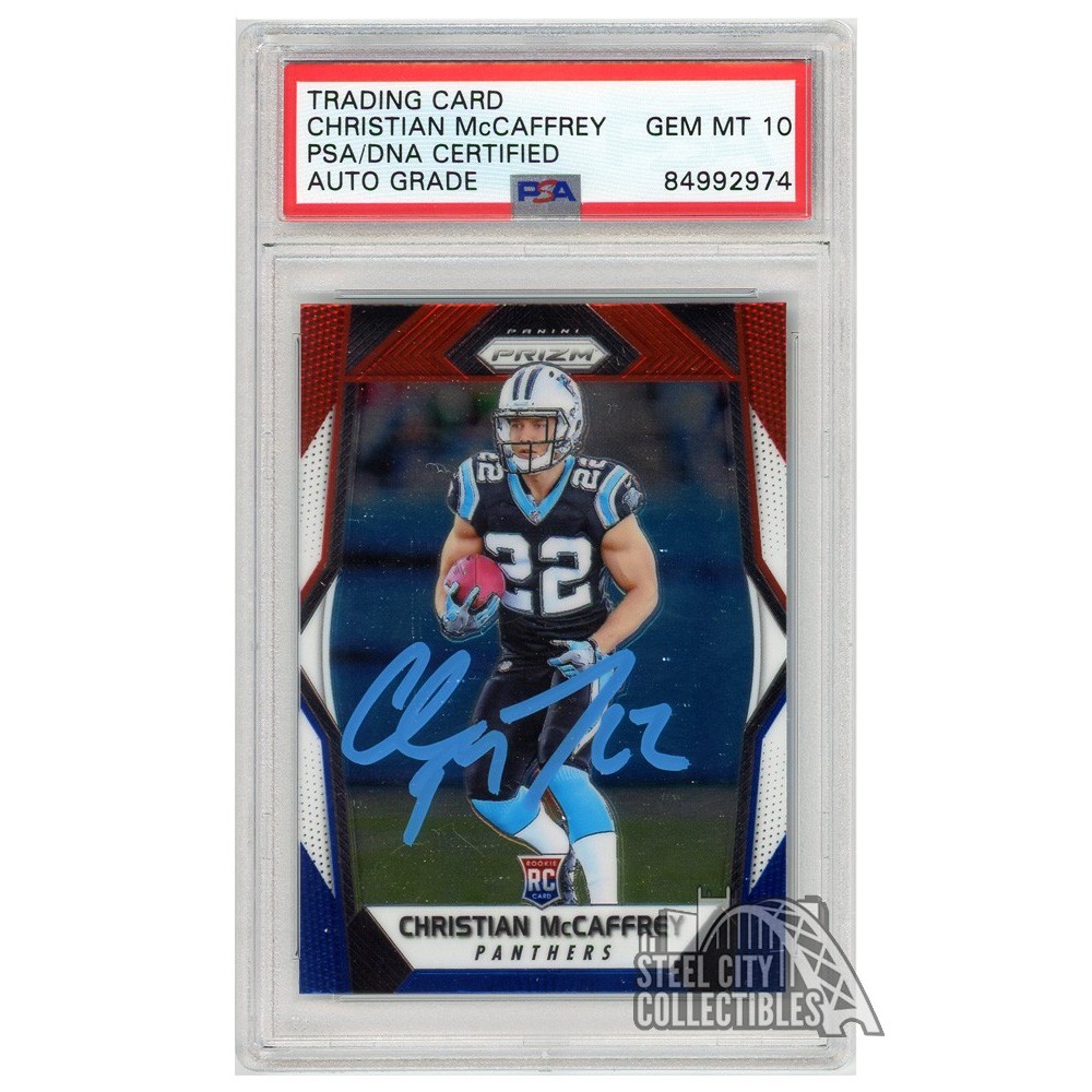 Christian McCaffrey 2017 Panini Prizm Autograph Rookie Card #249 PSA/DNA 10  (Light Blue)