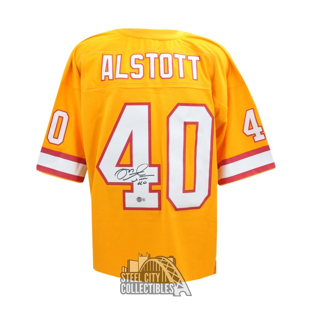 Mike Alstott Autographed Tampa Bay Mitchell & Ness Orange Football Jersey (XL) - BAS