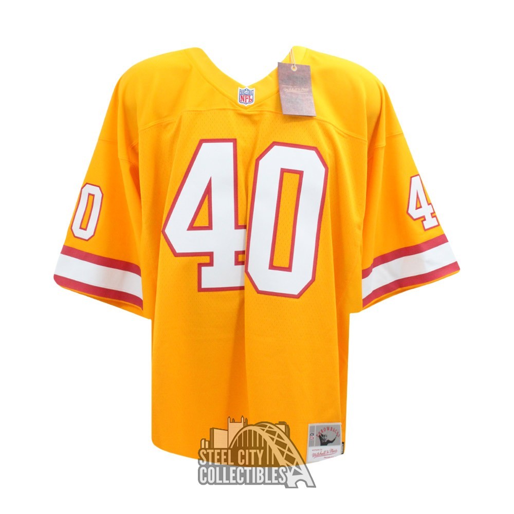 Mike Alstott Autographed Tampa Bay Mitchell & Ness Orange Football Jersey (XL) - BAS