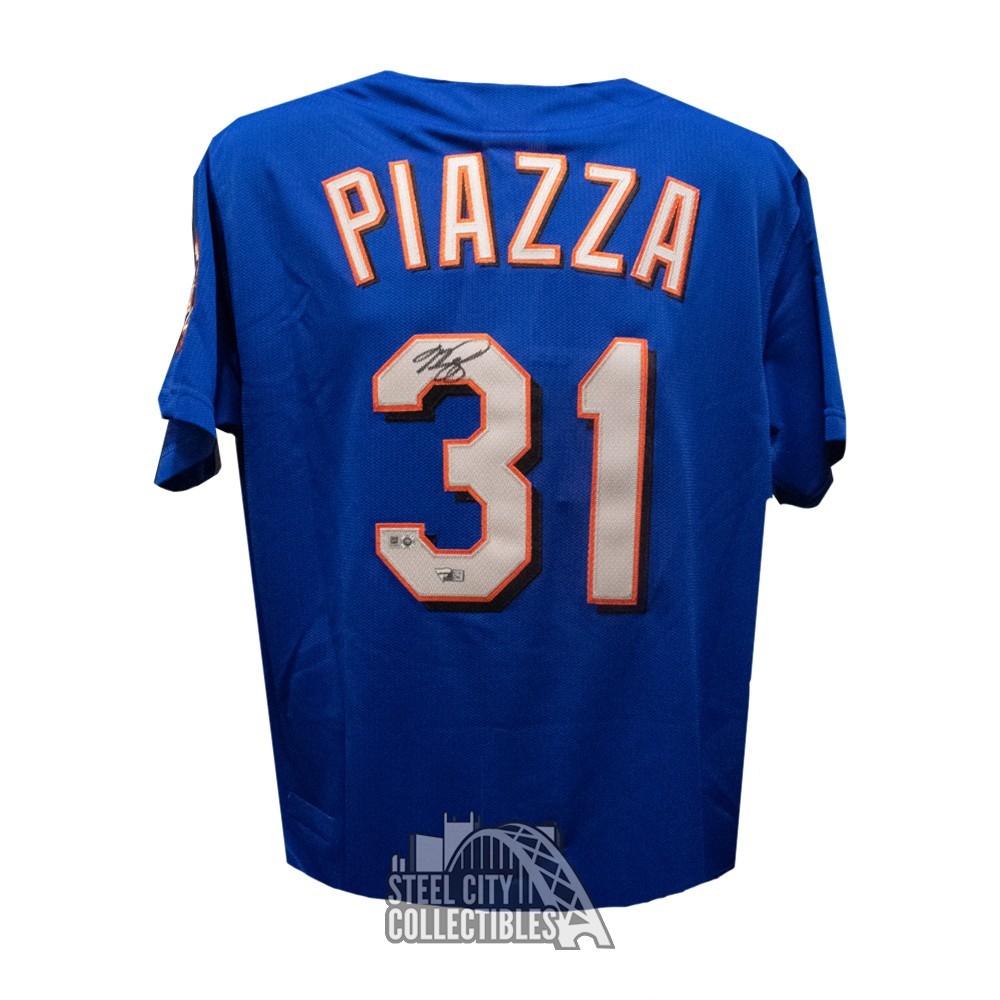 Mike Piazza Autographed New York Mets Mitchell & Ness Blue