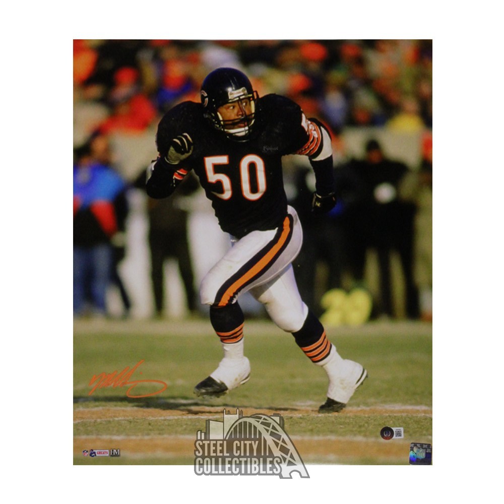 Mike Singletary Autographed Chicago 16x20 Football Photo Orange Ink - BAS