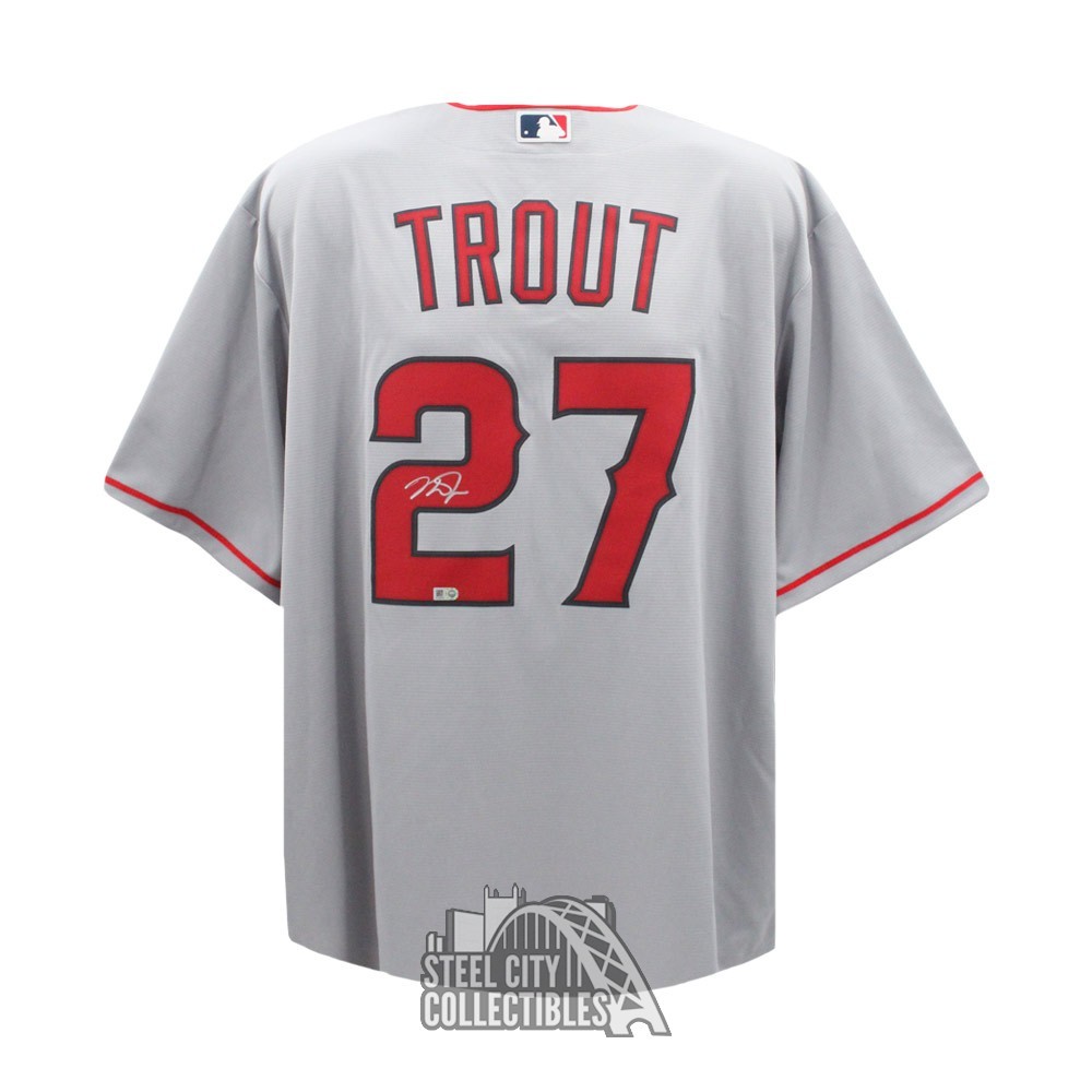 Mike Trout Autographed Los Angeles Nike Gray Baseball Jersey - MLB