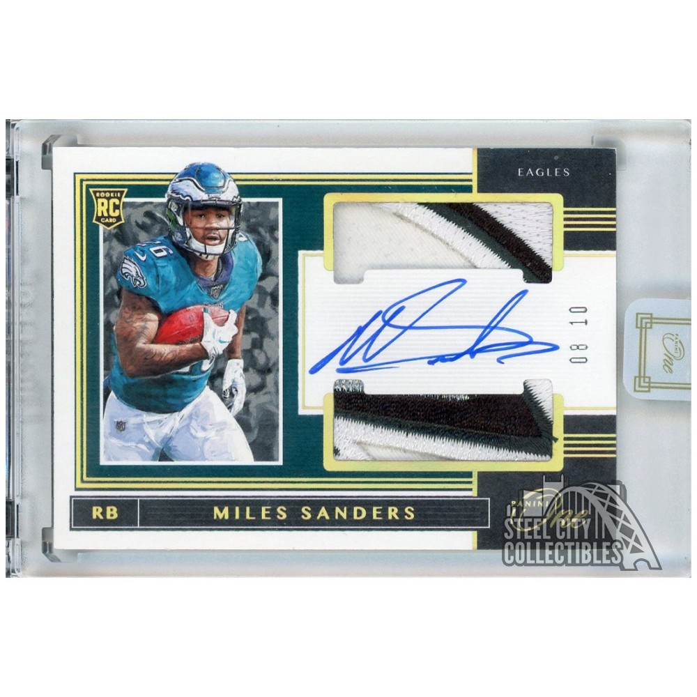 Miles Sanders 2019 Panini One Autograph Dual Patch Rookie Card #38 8/10 ...