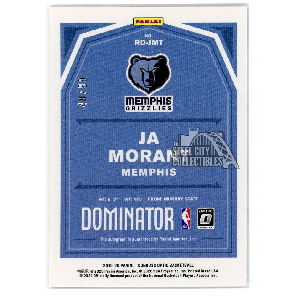 Ja Morant Autographed 2019-20 Donruss Optic Rated Rookies Rookie Card #168  Memphis Grizzlies Auto Grade Gem Mint 10 Beckett BAS Stock #220779