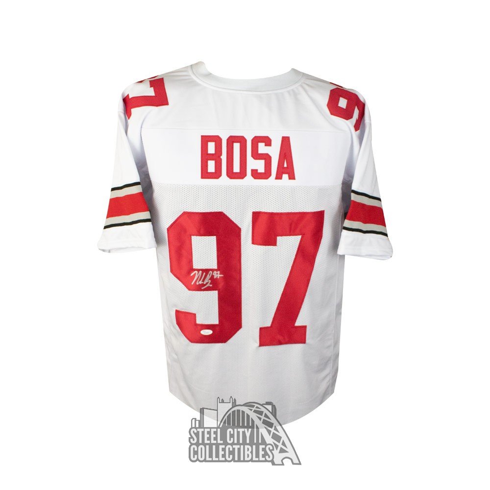 Nick Bosa Autographed Ohio State Custom White Football Jersey - JSA COA