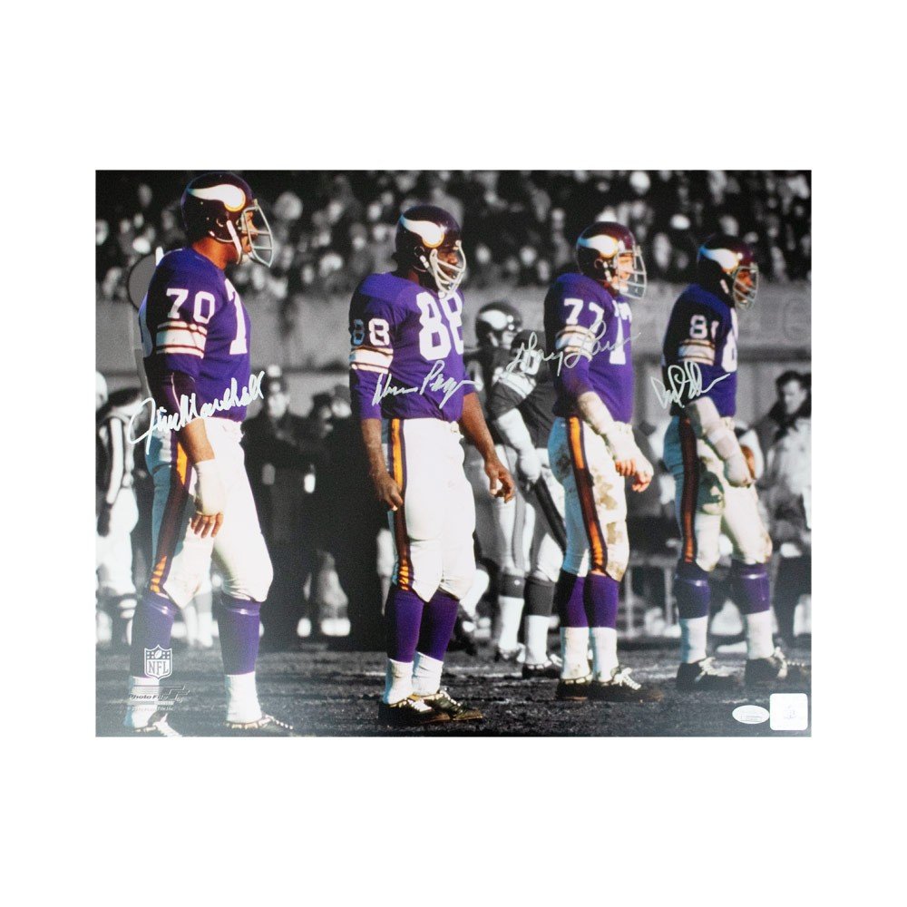 PURPLE PEOPLE EATERS AUTOGRAPHED MINNESOTA VIKINGS JERSEY JSA PAGE ELLER HOF