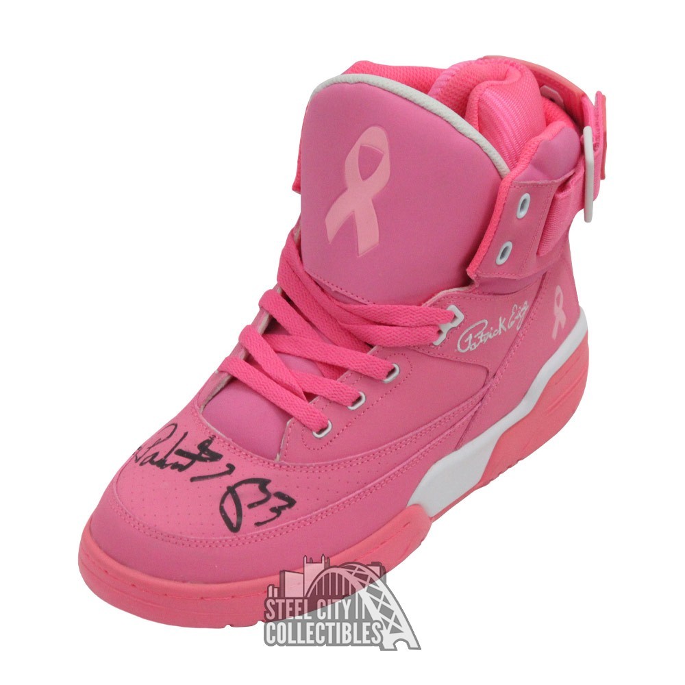 Patrick Ewing Autographed Breast Cancer Awareness Basketball Shoe Jsa