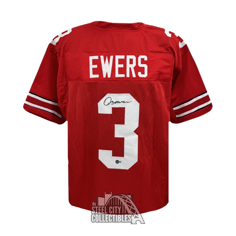 Quinn Ewers Autographed Ohio State Custom Red Football Jersey - BAS ...