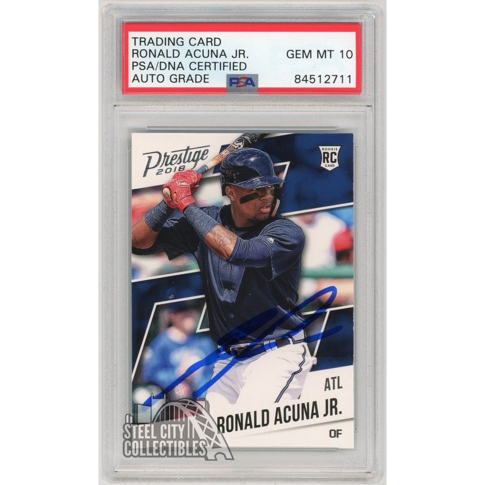 Ronald Acuna Jr 2018 Panini Prestige Rc Auto #8 - Psa Dna 10 