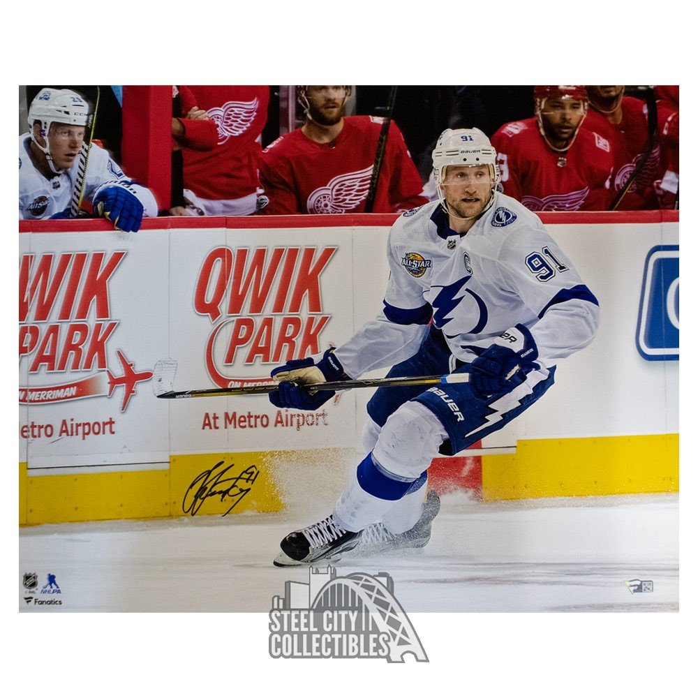 Steven Stamkos Tampa Bay Lightning Autographed 8 x 10 Black Jersey Skating Photograph