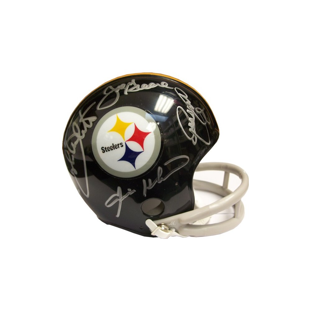 Steel Curtain Autographed Pittsburgh Steelers Throwback Mini Helmet - JSA &  GAI COA