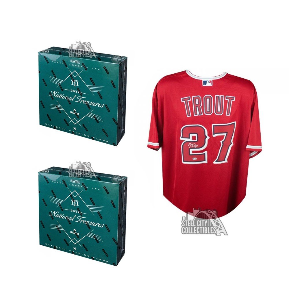 2021 Panini National Treasures Baseball Hobby 2-Box Random Serial Number  Group Break - Prize - Mike Trout Red LA Angels Autographed Jersey #1 -  CHRIS