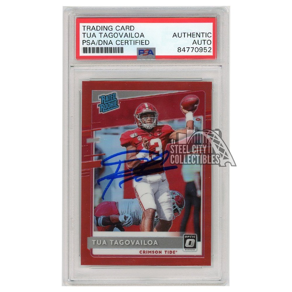 Tua Tagovailoa 2020 Panini Chronicles Draft Optic Rated Rookie Red  Autograph Card #3 PSA/DNA